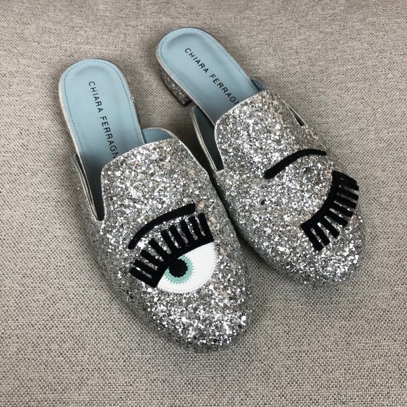Chiara Ferragni Italy Wink Mules Silver 7 - Picture 2 of 9